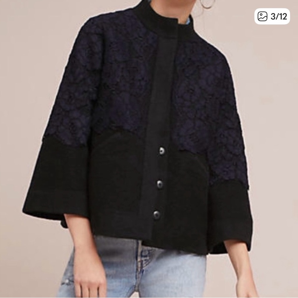 Field Flower Black and Navy Floral Jacket Size Medium - Picture 3 of 6